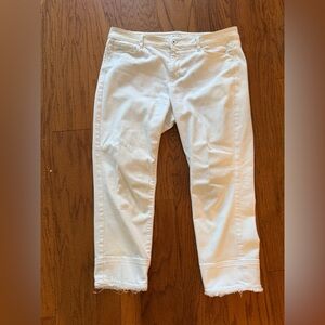 J. Jill White Cropped Jeans with Frayed Hem